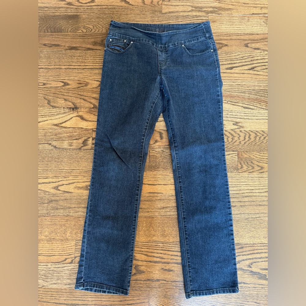Ethyl Pull-On Straight Leg Jeans Classic Blue Women’s Size 10 Stretch Waistband